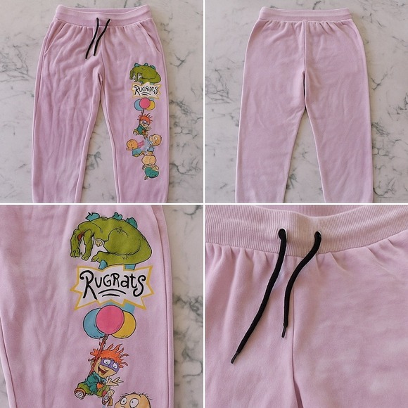 Rugrats Sweatpants Joggers Women Sz S Purple Tie Dyed Graphic Cartoon 90s Active - Picture 1 of 8